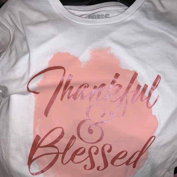 NWT! Press Lab Thankful & Blessed Short Sleeve Inspirational Graphic T-Shirt - Picture 10 of 12